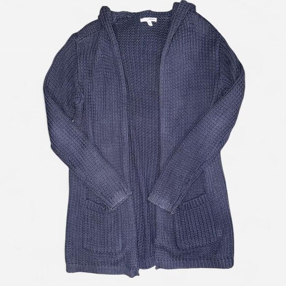 Sonoma Navy Blue Knit Cardigan Sweater with Hood - Picture 3 of 8